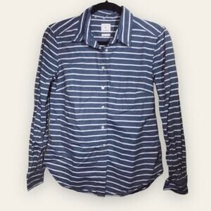 Gap blue & white striped button up boyfriend shirt xs